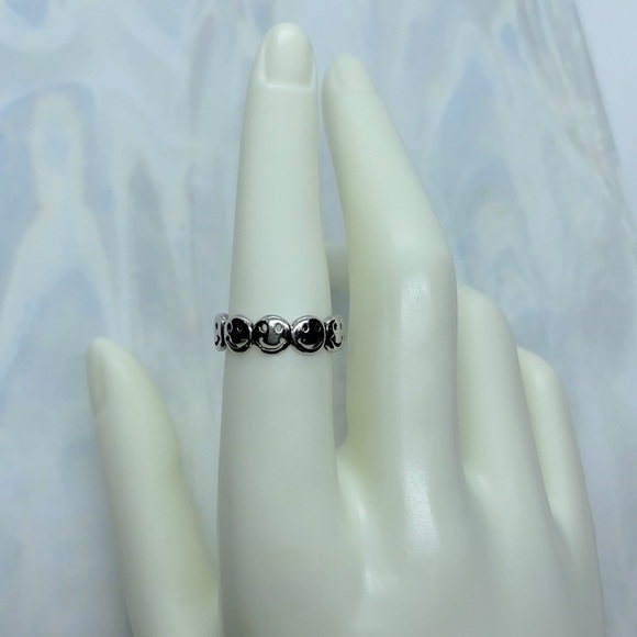 Silver Smiley Face Stackable Ring - Picture 10 of 11